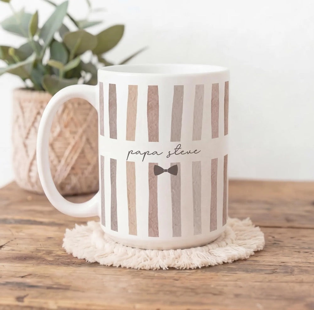 Custom Grandma and Grandpa Mug, Custom Nana Name Stripe Coffee Cup, Baby Announcement Gift for New Grandparents, Grammy Grampy Gifts