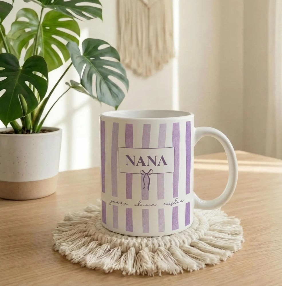 Personalized Grandma Mug, Custom Grandchildren Names Nana Coffee Cup, Baby Announcement Gift for New Grandmother, Gigi Grammy Abuela Gifts
