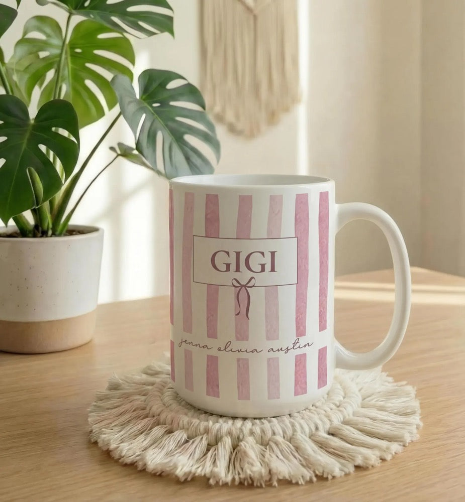 Personalized Grandma Mug, Custom Grandchildren Names Nana Coffee Cup, Baby Announcement Gift for New Grandmother, Gigi Grammy Abuela Gifts